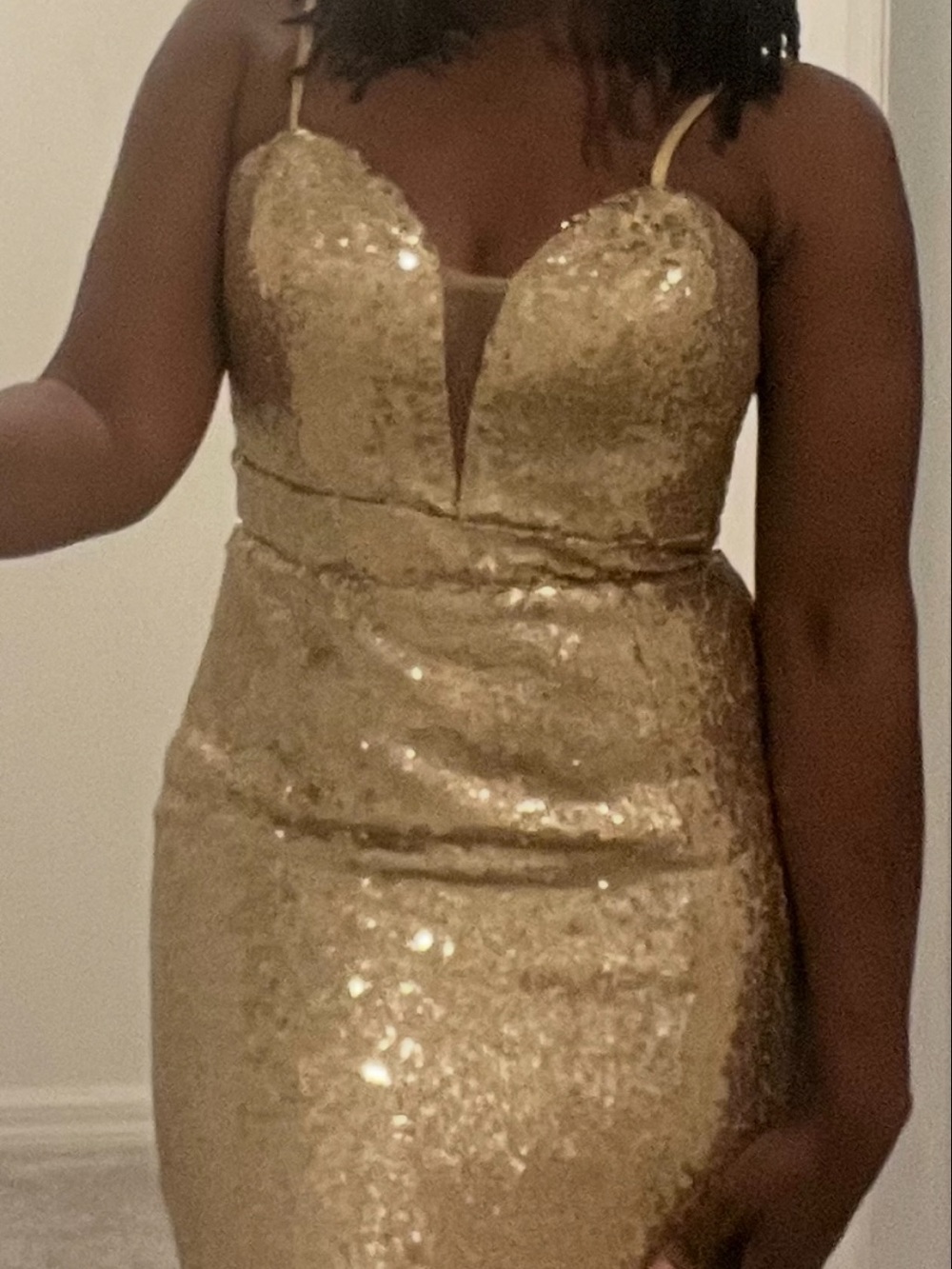 ellie wilde Gold Sequin Backless Evening Gown